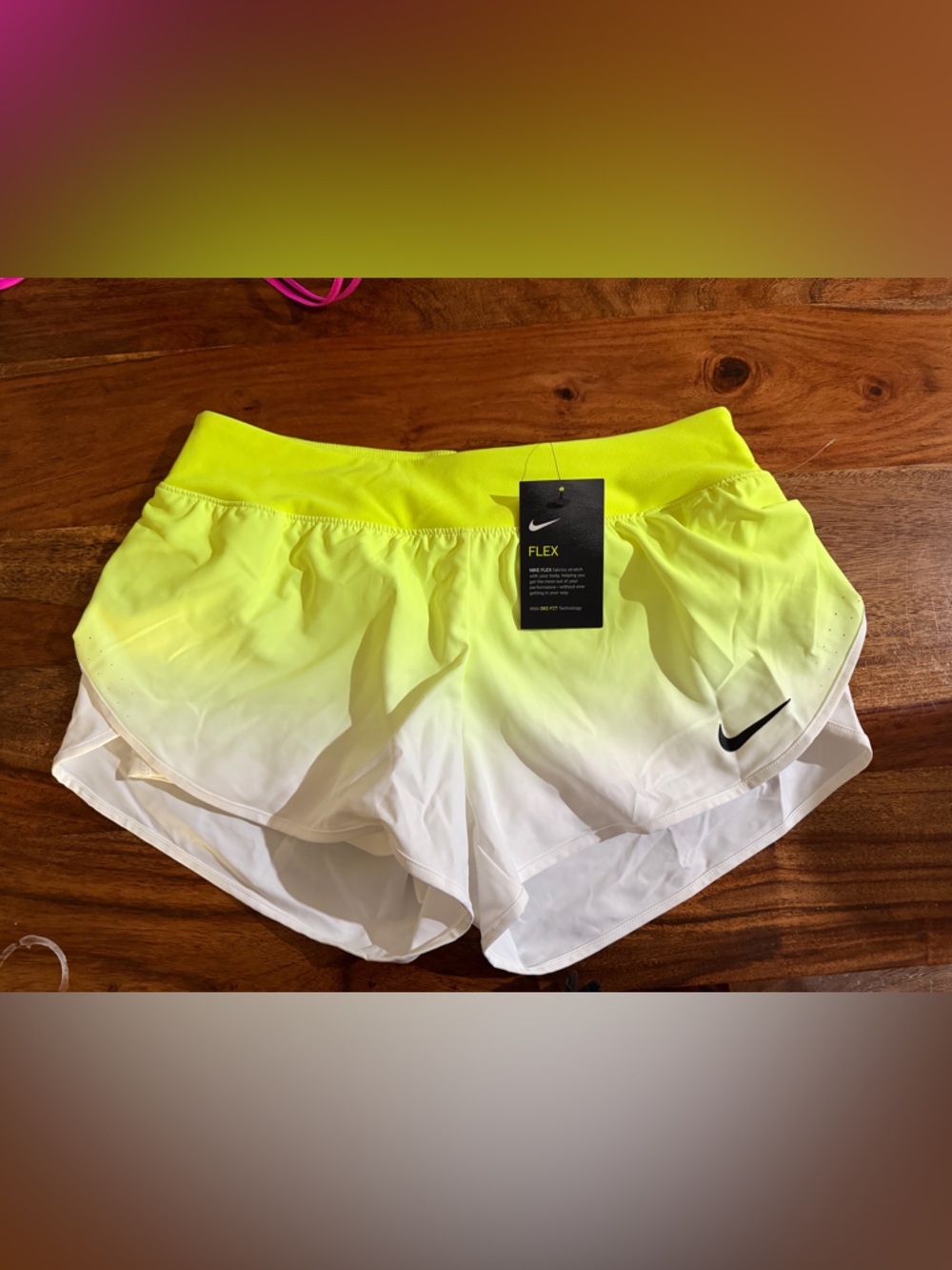 Nike Yellow to White Ombre Athletic Shorts